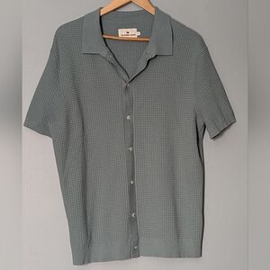 The Normal Brand Men's Short Sleeve Button-Front Waffle Knit Shirt Sage